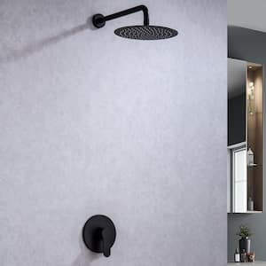 1-Spray Patterns with 2.5 GPM 10 in. Wall Mount Rain Fixed Shower Head in Black