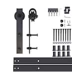 10 ft./120 in. Black Rustic Non-Bypass Sliding Barn Door Track and Hardware Kit for Single Door