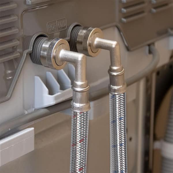 4 ft. Universal Stainless Steel Washing Machine Hose with Elbow (2-Pack)