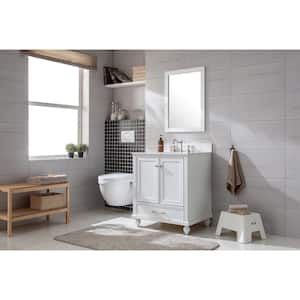 Melissa 30 in. W x 22 in. D Bath Vanity in Grain White with Carrara White Engineered Stone Vanity Top with White Sink