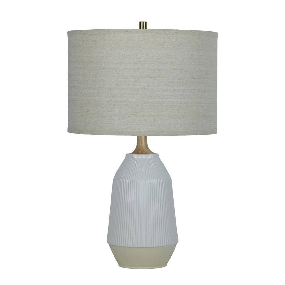 Fangio Lighting 25 in. White Indoor Ribbed Jug Table Lamp with ...