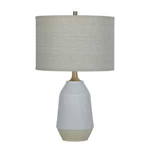25 in. White Indoor Ribbed Jug Table Lamp with Decorator Shade