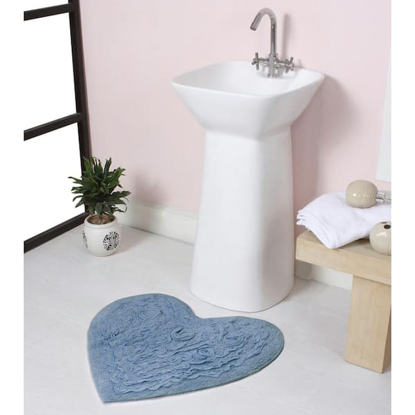 HOME WEAVERS INC Bell Flower Collection 100% Cotton Tufted Non-Slip Bath Rugs, 25 in. x25 in. , Sky Blue