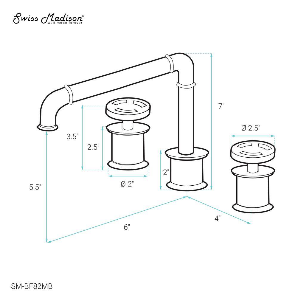 Avallon Matte Black Double-Handle Widespread Bathroom Faucet