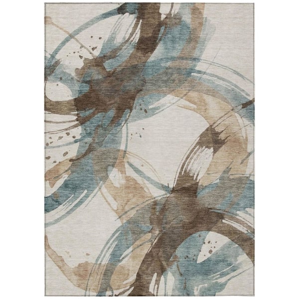 Chantille Machine Washable Indoor/Outdoor Abstract ACN3013 Linen 10 ft. x 14 ft. Area Rug