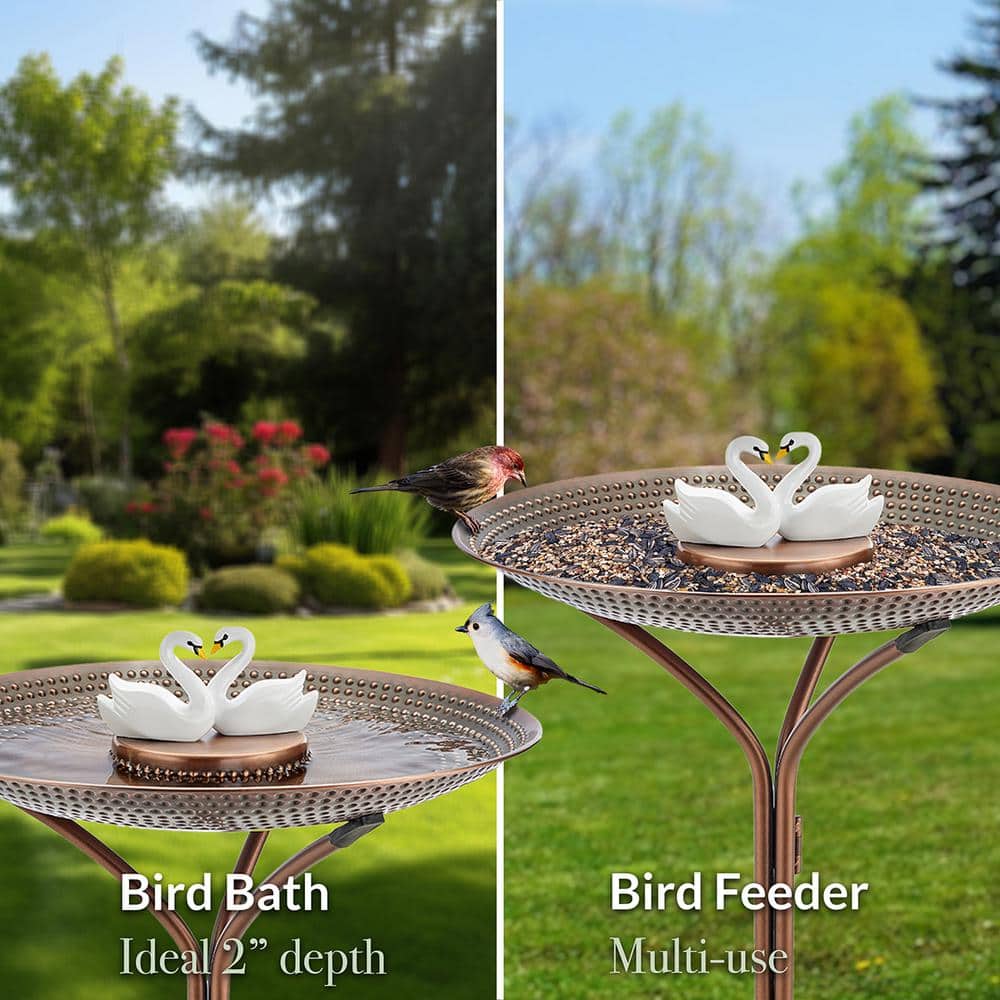 Bronze Copper 20" Metal Bird Bath with Stand