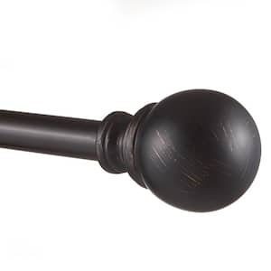 36 in. - 72 in.Adjustable Length 1 in. Dia Single Curtain Rod Kit in Matte Bronze with Sphere Finial