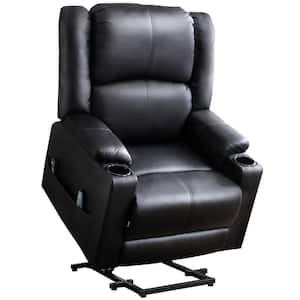 LACOO Big and Tall Black Power Lift Recliner Chair for Elderly with Massage  and Heat, Side Pockets and Cup Holders T-LR84LMP0 - The Home Depot