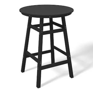 Laguna 35 in. Round HDPE Plastic All Weather Bar Height High Top Bistro Outdoor Bar Table in Black