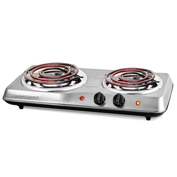 OVENTE Double Coil Burner 6 in. and 5.75 in. Silver Hot Plate