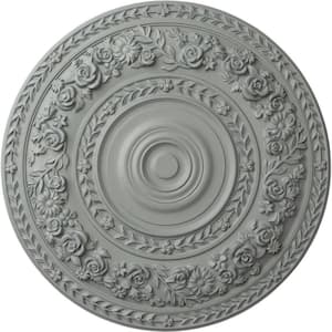 33-7/8" x 2-3/8" Rose Urethane Ceiling Medallion (Fits Canopies up to 13-1/2"), Primed White
