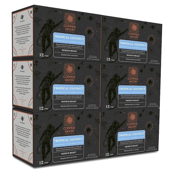 COPPER MOON Single Serve Coffee Pods for Keurig K-Cup Brewers, Medium Roast, Tropical Coconut Blend (72-Pack)