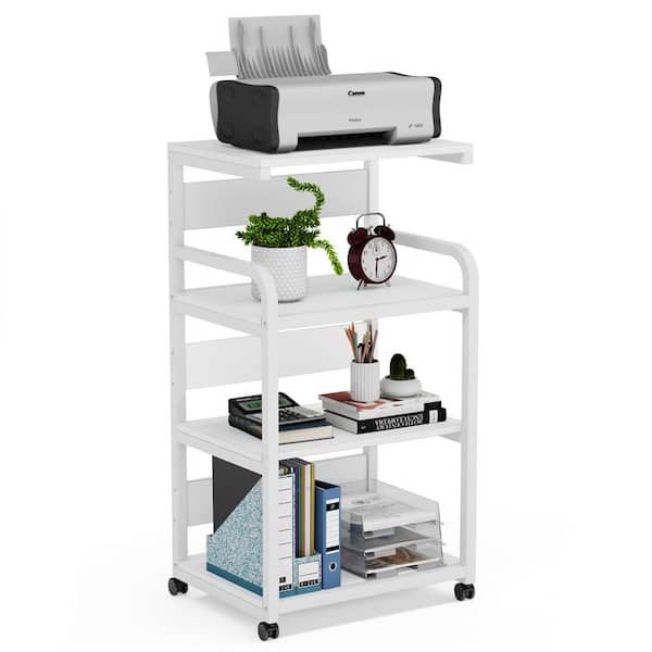 BYBLIGHT Atencio White Mobile Printer Stand with Storage Shelves, Large  Modern Printer Cart Desk Machine Stand Storage Rack BB-CJ105XF - The Home  Depot