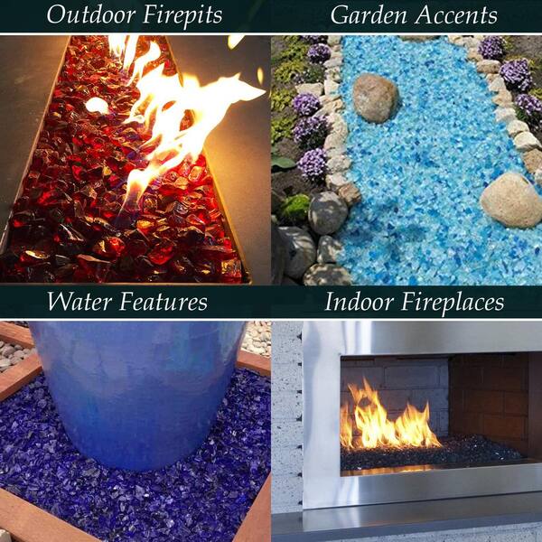 Gas Fireplace Red Chunky Fire Glass Landscape Medium Gas Fire Pits 