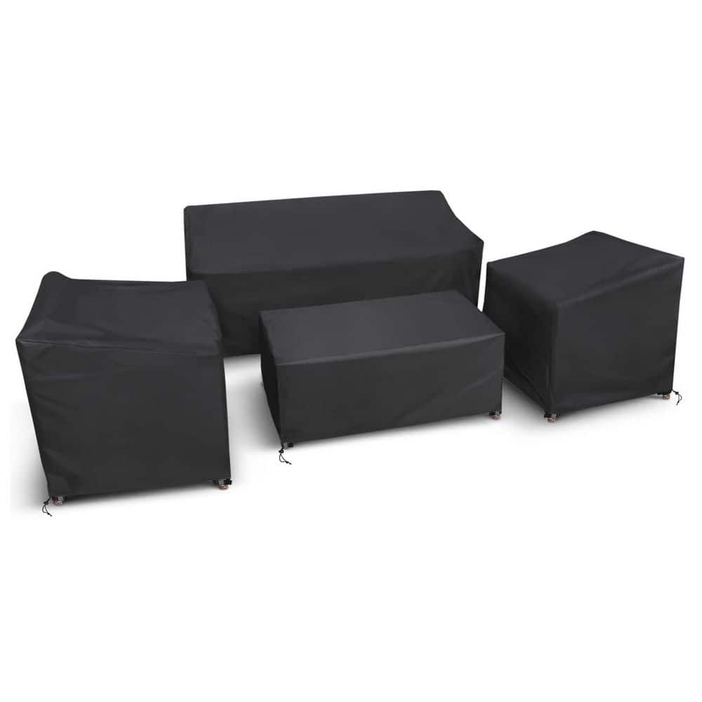 Large Black Patio Furniture Covers Set for 4-Piece Rattan Wicker Conversation Set with Loveseat and Armchairs price history on PriceWatchPro