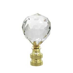 2-1/4 in. Clear Faceted Crystal Lamp Finial with Brass Plated (1-Pack)