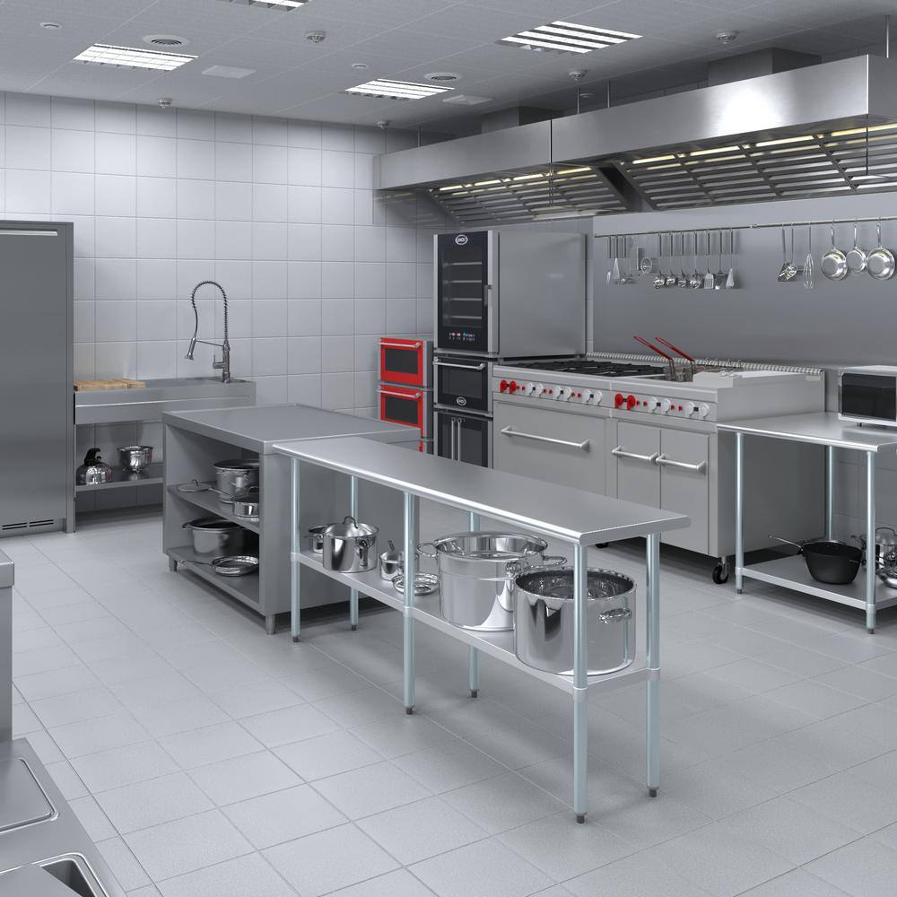 84" Stainless Steel Utility Work Table with Galvanized Undershelves