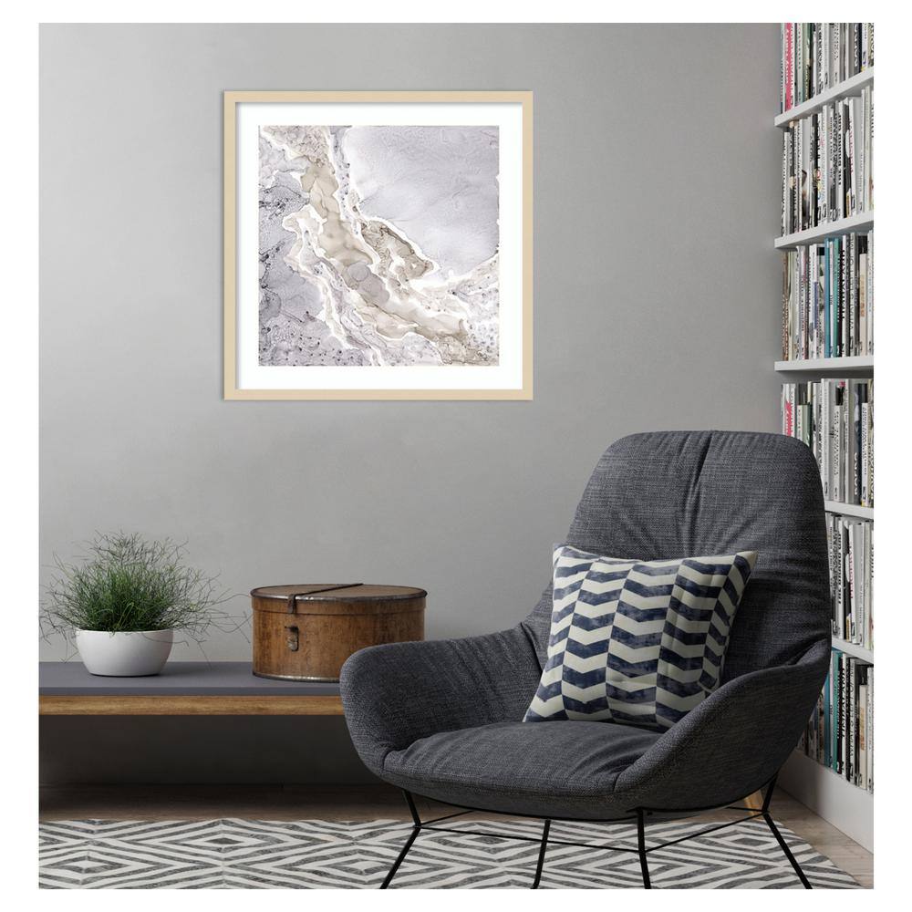 Tara Reed 25" Beige and Gray Abstract Graphic Art Print with Natural Wood Frame
