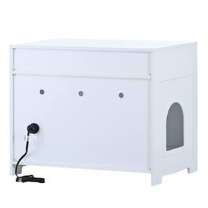 Cat Litter Box Furniture with Hidden Plug, 2 Doors, Indoor Cat Washroom Storage Bench Side Table Cat House