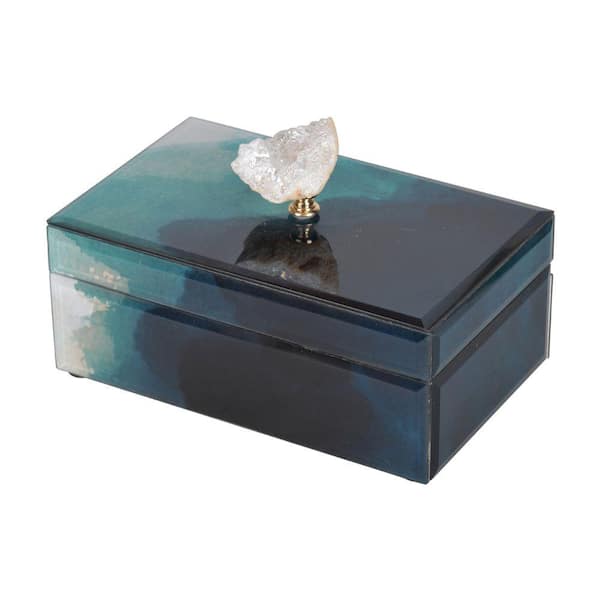 Afoxsos Bethany Aqua Colorful Jewelry Box Stackable Decorative Small Safe Storage Gift Boxes Glittering Organizer With Lids