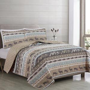 Multi-Colored Twin Microfiber 2-Piece Quilt Set Bedspread