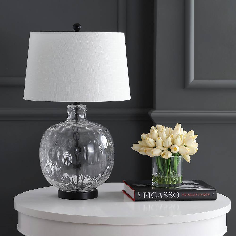 Rae 26.5" Clear Glass and Black Metal Table Lamp