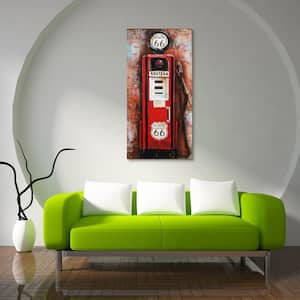 48 in. x 24 in. "Gas Pump" Mixed Media Iron Hand Painted Dimensional Wall Art
