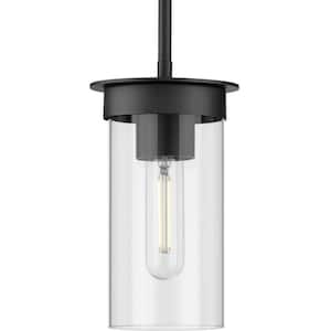 Kellwyn 1-Light Matte Black Clear Glass Transitional Mini-Pendant Hanging Light