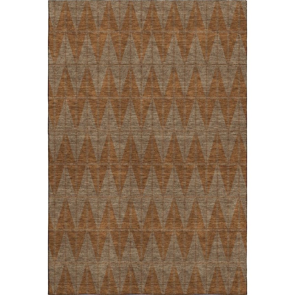 Mayfield Premium Machine Washable Abstract AMF2415 Paprika 9 ft. x 12 ft. Area Rug