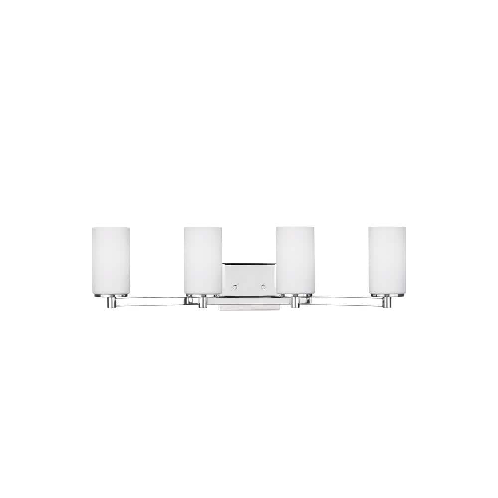 Hettinger 29 in. 4-Light Chrome Transitional Contemporary Wall Bathroom Vanity Light with Etched White Glass Shades price history on PriceWatchPro
