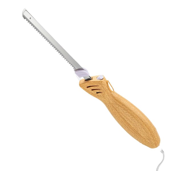 6.69 in. Stainless Steel Electric Knife with Polymer Handle, 2 Blades, Slice Serrated Edge Blades Carving Set for Meat