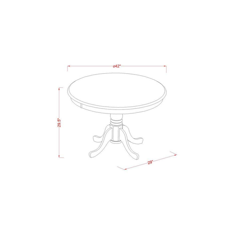 Mahogany Round Dining Table Set with Cream Linen Chairs