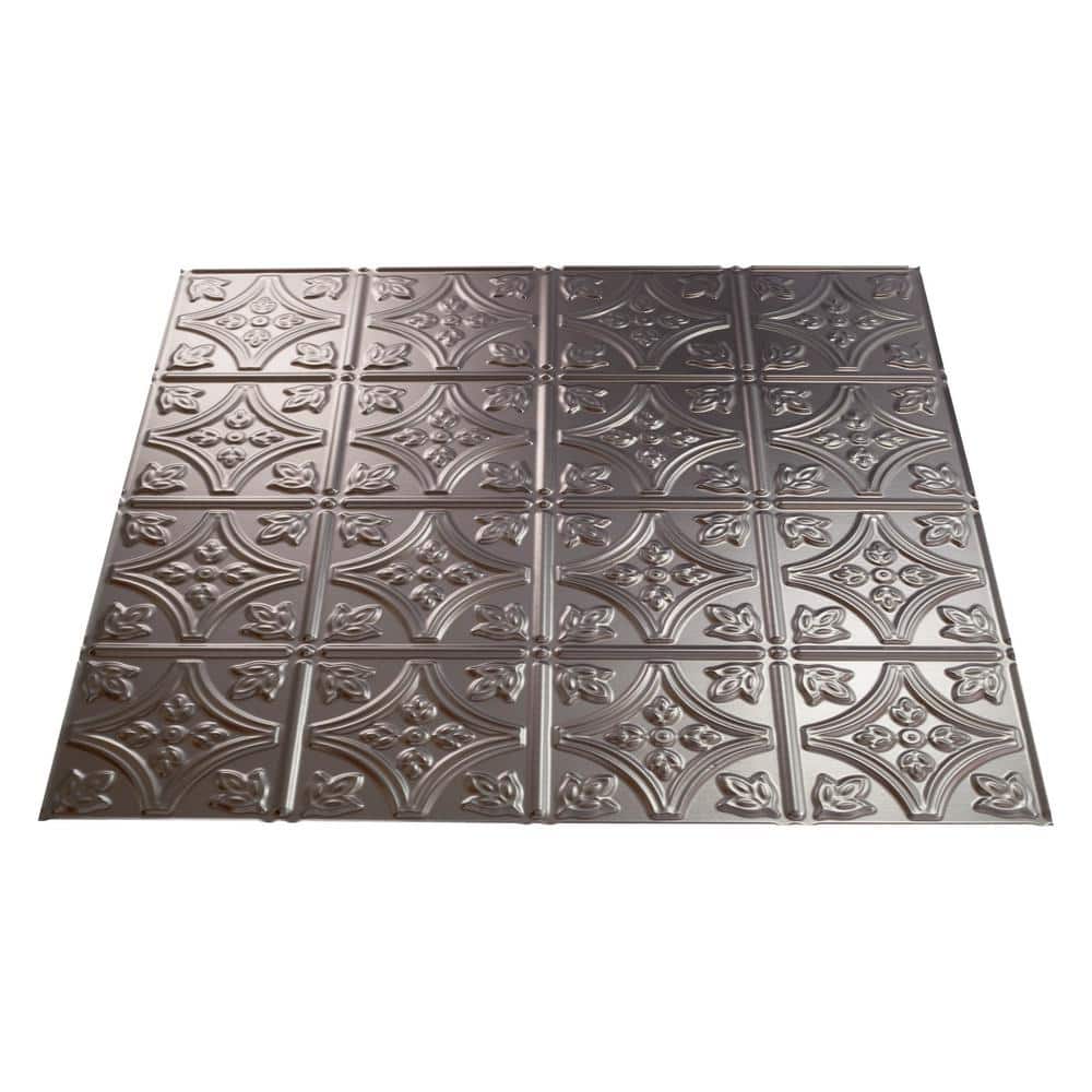 Brushed Nickel 24" x 24" Faux Tin Ceiling Tiles (5 Pack)