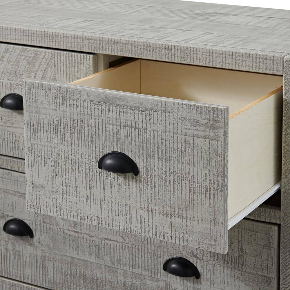Arden Driftwood Gray Pine Wood 4-Piece King Bedroom Set