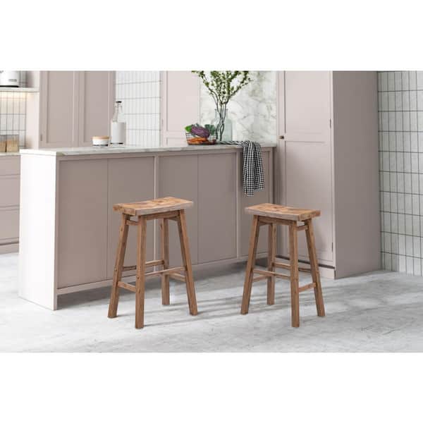 Sonoma 29 in. H Barnwood Wire-Brush Backless Wood Bar Stool