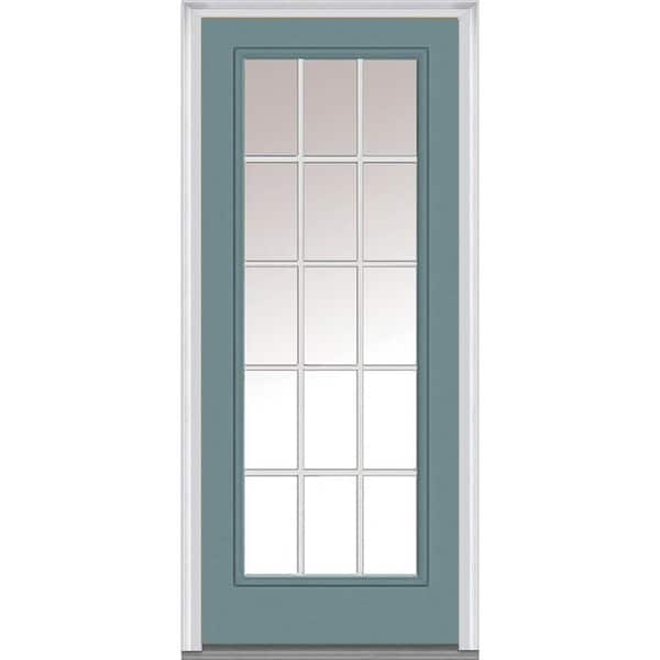 MMI Door 30 in. x 80 in. Grilles Between Glass Left-Hand Inswing Full Lite Clear Painted Steel Prehung Front Door