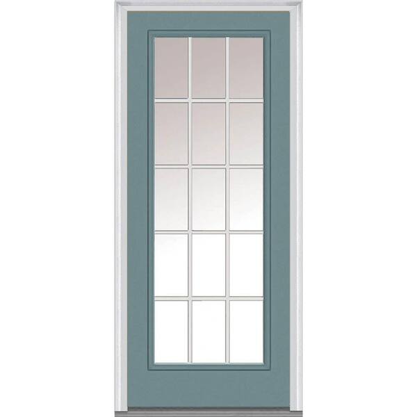 MMI Door 30 in. x 80 in. Grilles Between Glass Right-Hand Inswing Full Lite Clear Painted Steel Prehung Front Door