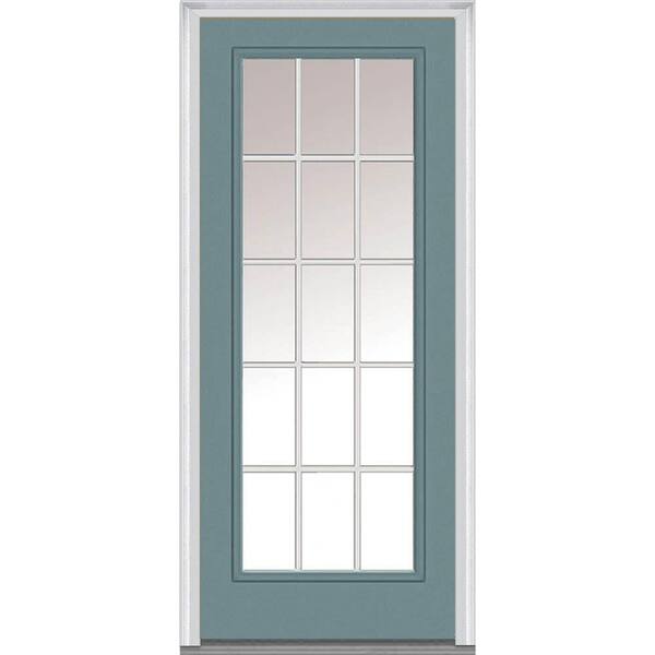 MMI Door 36 in. x 80 in. Grilles Between Glass Left-Hand Inswing Full Lite Clear Low-E Painted Steel Prehung Front Door