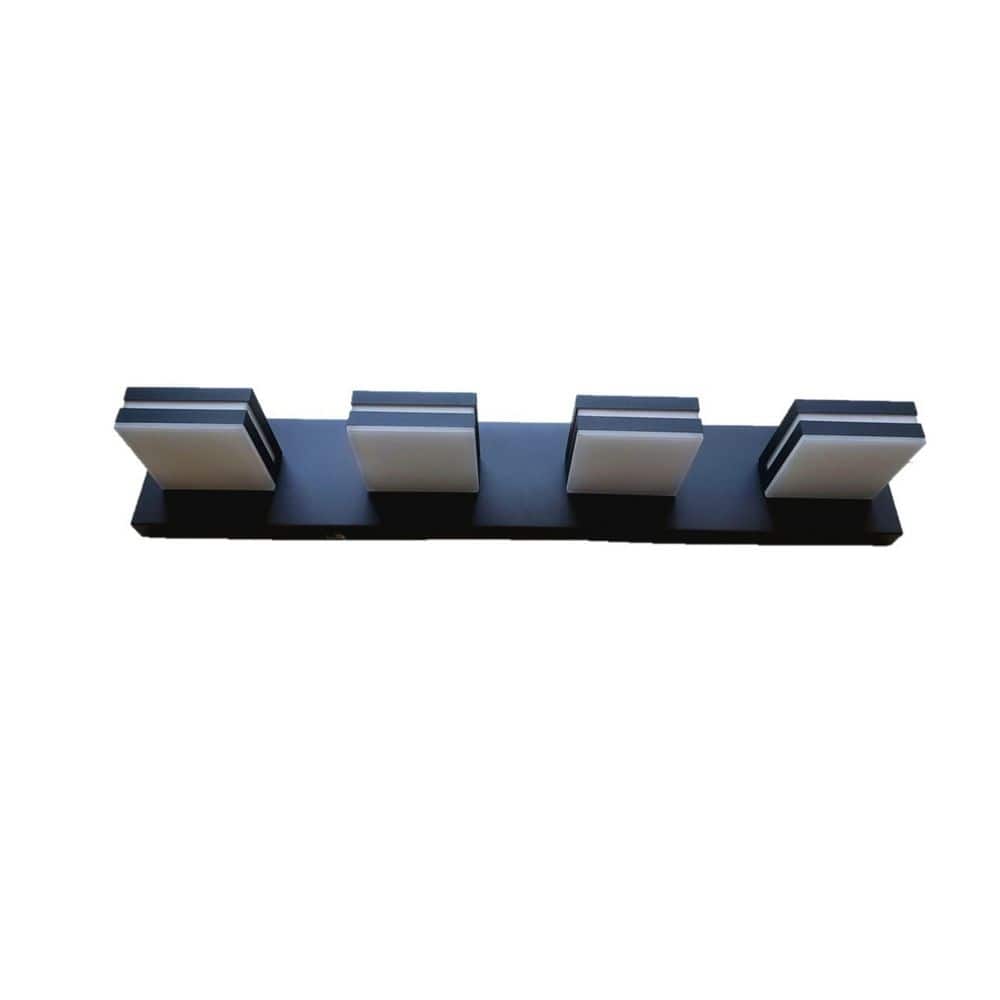 Rotatable Square 26.75 in. 4 Light Black Modern Integrated LED 3 CCT Vanity