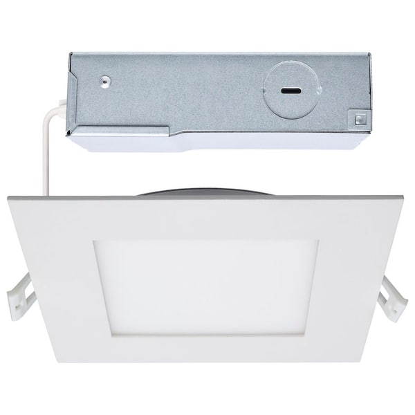 6 in. square Edge-lit White Adjustable CCT Canless Direct Wire Dimmable Remote Driver Integrated LED Recessed Light Trim