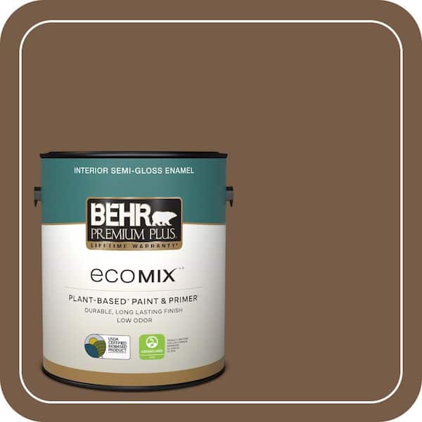 1 gal. #N250-7 Mission Brown Semi-Gloss Enamel EcoMix Plant-Based Interior Paint & Primer