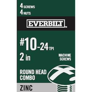 #10-24 x 2 in. Combo Round Head Zinc Plated Machine Screw (4-Pack)