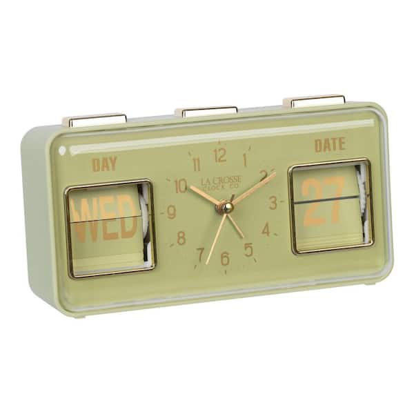 La Crosse Clock Daily Flip Green Tabletop Alarm Clock with