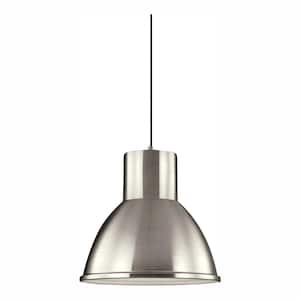 Division Street 1-Light Brushed Nickel Pendant with LED Bulb