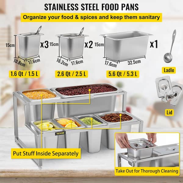 2 Tier Stainless Steel Kitchen Spice Box Rack Storage Organizer Shelf, 11  2 lbs