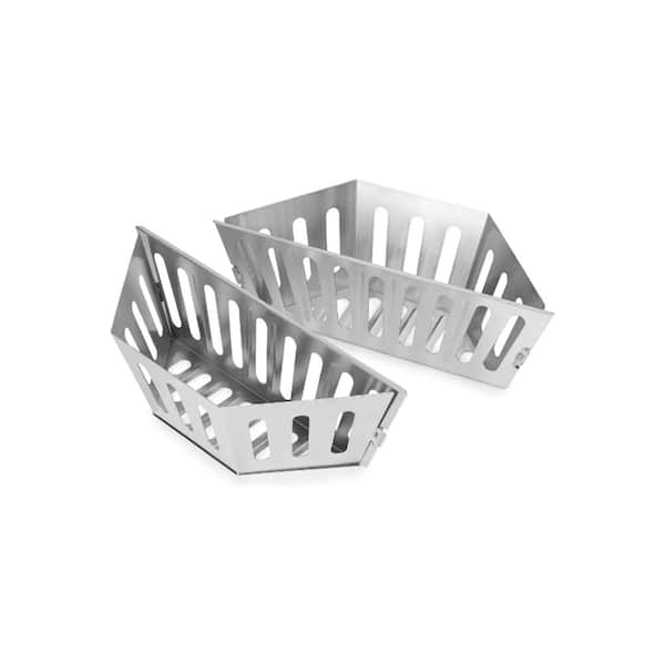 Food-Grade 2 Pcs Silver Stainless Steel Grill Basket for Outdoor