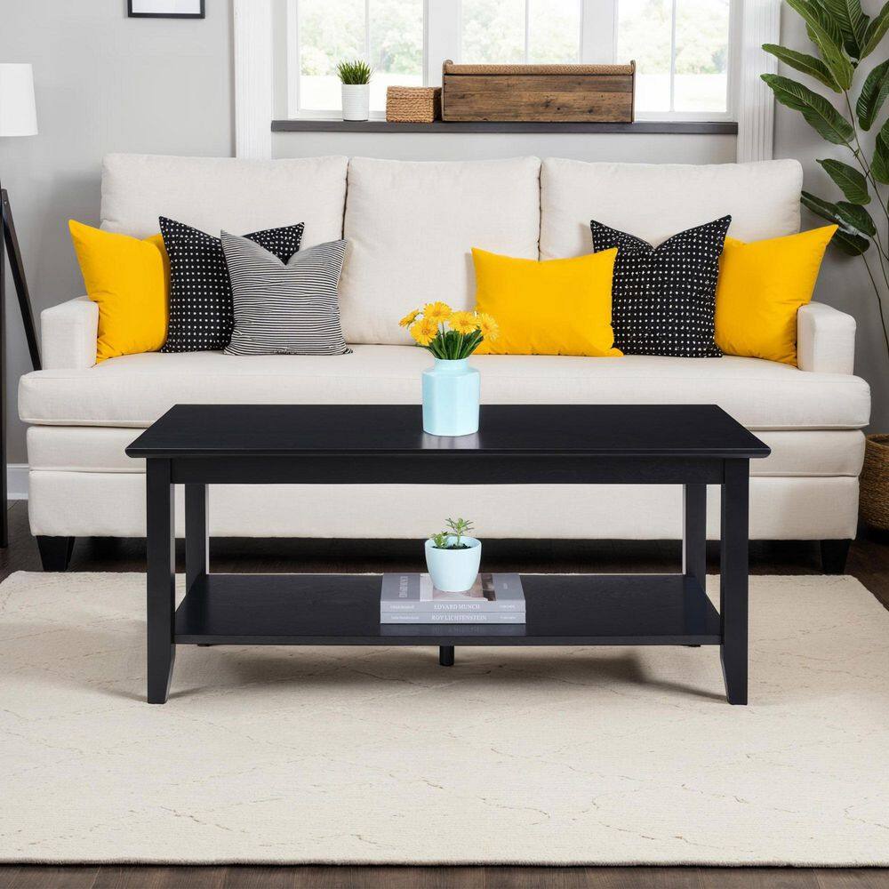 American Heritage 42 in. Espresso Rectangle MDF Coffee Table with Shelf