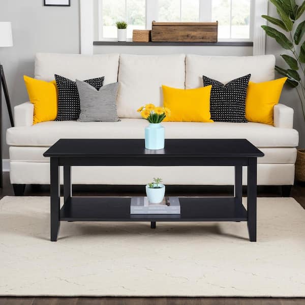 Convenience Concepts American Heritage 42 in. Espresso Rectangle MDF Coffee Table with Shelf