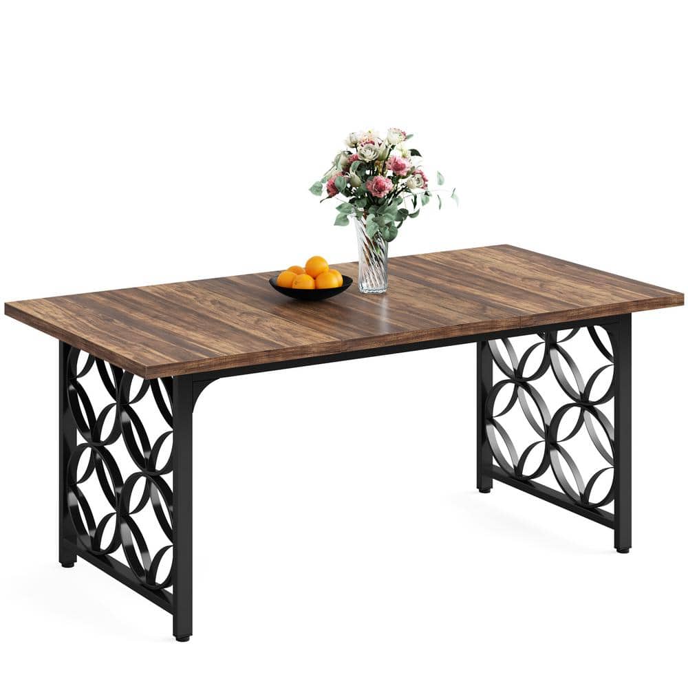 BYBLIGHT Roesler Brown and Black Wood 63 in. W Pedestal Long