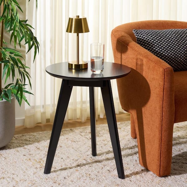 Bahaus 21.7 in. Black Round Wood End Table